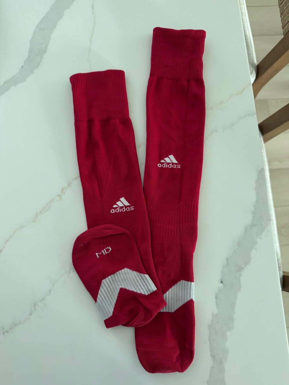 adidas Men's Red Athletic Crew Socks with White Accents